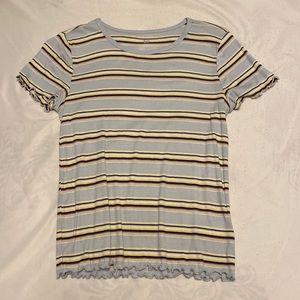 SO, striped t shirt, Blue with Navy Yellow and Pink, Size M